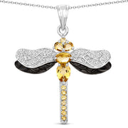 Bids.com 1.79 Carat Genuine Citrine and White Topaz .925 Sterling Silver Pendant Pendants
