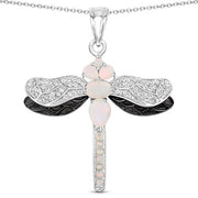 Bids.com 1.41 Carat Genuine Ethiopian Opal and White Topaz .925 Sterling Silver Pendant Pendants