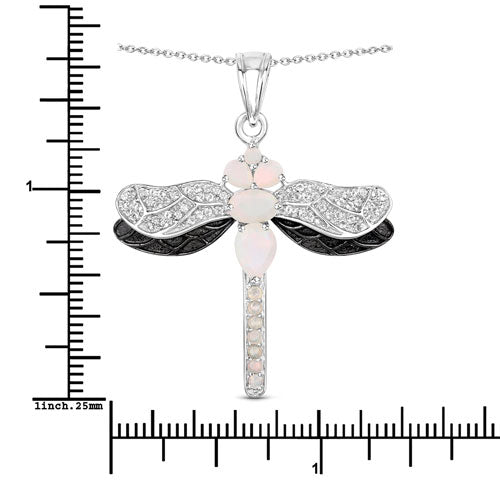Bids.com 1.41 Carat Genuine Ethiopian Opal and White Topaz .925 Sterling Silver Pendant Pendants