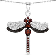 Bids.com 2.29 Carat Genuine Garnet and White Topaz .925 Sterling Silver Pendant Pendants