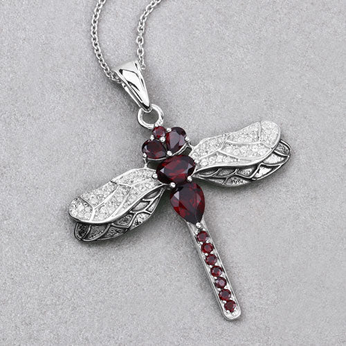 Bids.com 2.29 Carat Genuine Garnet and White Topaz .925 Sterling Silver Pendant Pendants