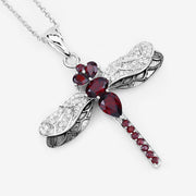 Bids.com 2.29 Carat Genuine Garnet and White Topaz .925 Sterling Silver Pendant Pendants