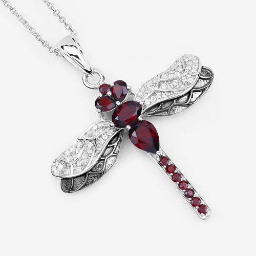 Bids.com 2.29 Carat Genuine Garnet and White Topaz .925 Sterling Silver Pendant Pendants
