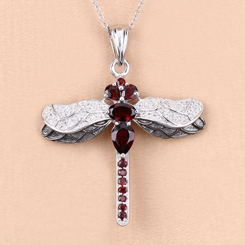 Bids.com 2.29 Carat Genuine Garnet and White Topaz .925 Sterling Silver Pendant Pendants