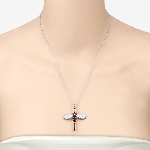 Bids.com 2.29 Carat Genuine Garnet and White Topaz .925 Sterling Silver Pendant Pendants