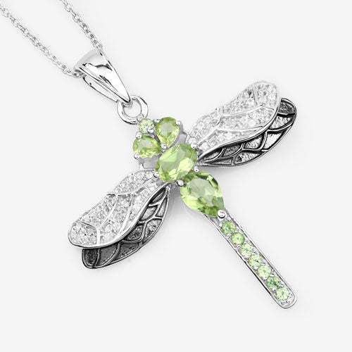 Bids.com 1.98 Carat Genuine Peridot and White Topaz .925 Sterling Silver Pendant Pendants