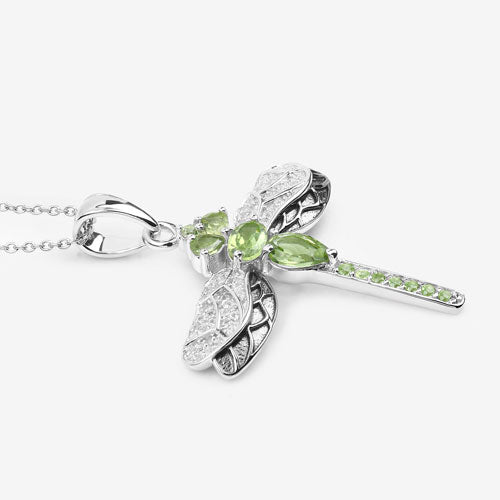 Bids.com 1.98 Carat Genuine Peridot and White Topaz .925 Sterling Silver Pendant Pendants