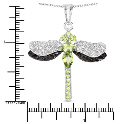 Bids.com 1.98 Carat Genuine Peridot and White Topaz .925 Sterling Silver Pendant Pendants
