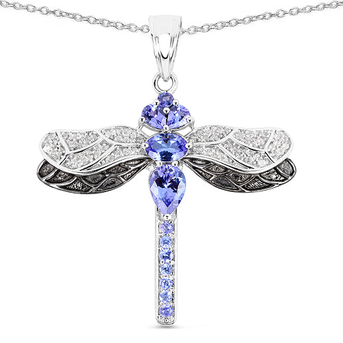 Bids.com 1.93 Carat Genuine Tanzanite and White Topaz .925 Sterling Silver Pendant Pendants