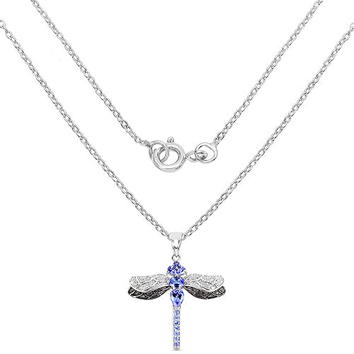 Bids.com 1.93 Carat Genuine Tanzanite and White Topaz .925 Sterling Silver Pendant Pendants