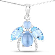 Bids.com 9.06 Carat Genuine Blue Topaz and White Topaz .925 Sterling Silver Pendant Pendants