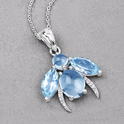 Bids.com 9.06 Carat Genuine Blue Topaz and White Topaz .925 Sterling Silver Pendant Pendants
