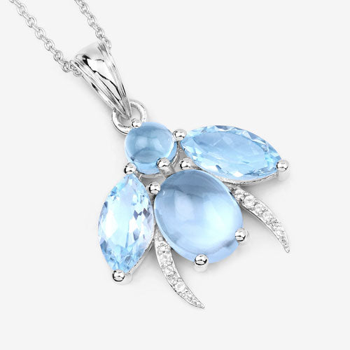 Bids.com 9.06 Carat Genuine Blue Topaz and White Topaz .925 Sterling Silver Pendant Pendants