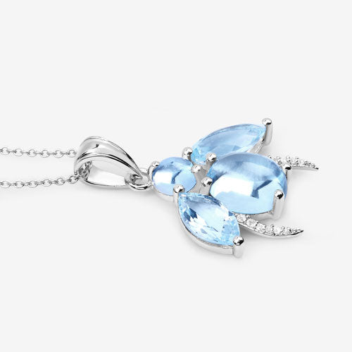 Bids.com 9.06 Carat Genuine Blue Topaz and White Topaz .925 Sterling Silver Pendant Pendants