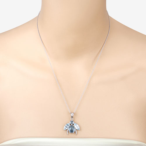 Bids.com 9.06 Carat Genuine Blue Topaz and White Topaz .925 Sterling Silver Pendant Pendants