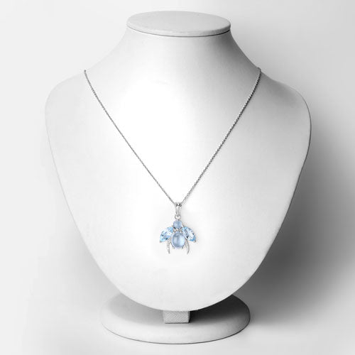 Bids.com 9.06 Carat Genuine Blue Topaz and White Topaz .925 Sterling Silver Pendant Pendants