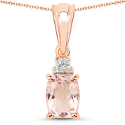 Bids.com 1.12 Carat Genuine Morganite and White Topaz .925 Sterling Silver Pendant Pendants