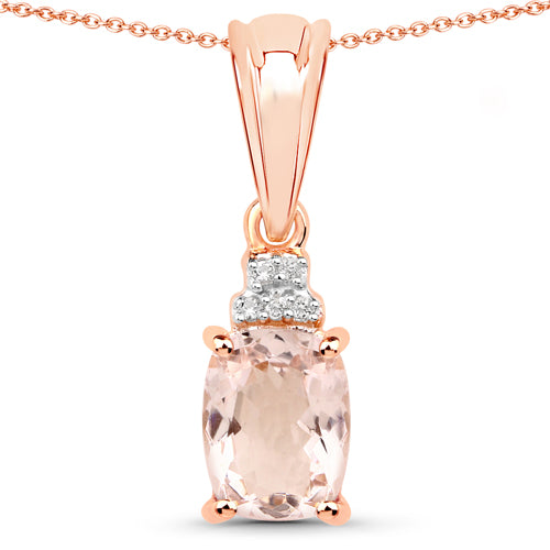 Bids.com 1.12 Carat Genuine Morganite and White Topaz .925 Sterling Silver Pendant Pendants