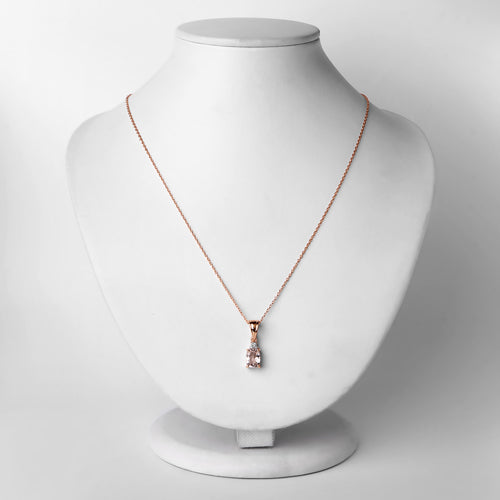 Bids.com 1.12 Carat Genuine Morganite and White Topaz .925 Sterling Silver Pendant Pendants