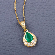 Bids.com 0.89 Carat Genuine Zambian Emerald and White Diamond 14K Yellow Gold Pendant Pendants
