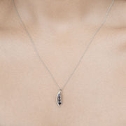 Bids.com 0.40 Carat Genuine Blue Sapphire and White Diamond 14K White Gold Pendant Pendants