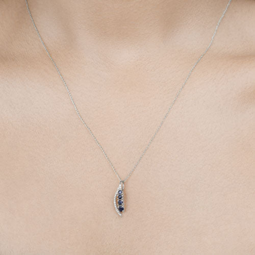 Bids.com 0.40 Carat Genuine Blue Sapphire and White Diamond 14K White Gold Pendant Pendants