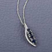 Bids.com 0.40 Carat Genuine Blue Sapphire and White Diamond 14K White Gold Pendant Pendants