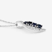 Bids.com 0.40 Carat Genuine Blue Sapphire and White Diamond 14K White Gold Pendant Pendants