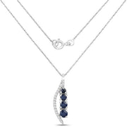 Bids.com 0.40 Carat Genuine Blue Sapphire and White Diamond 14K White Gold Pendant Pendants