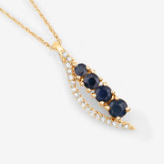 Bids.com 0.40 Carat Genuine Blue Sapphire and White Diamond 14K Yellow Gold Pendant Pendants