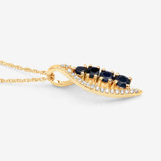 Bids.com 0.40 Carat Genuine Blue Sapphire and White Diamond 14K Yellow Gold Pendant Pendants