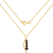 Bids.com 0.40 Carat Genuine Blue Sapphire and White Diamond 14K Yellow Gold Pendant Pendants