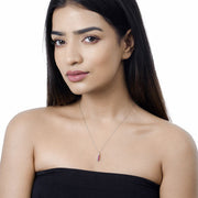 Bids.com 0.43 Carat Genuine Ruby and White Diamond 14K White Gold Pendant Pendants