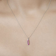 Bids.com 0.43 Carat Genuine Ruby and White Diamond 14K White Gold Pendant Pendants