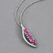 Bids.com 0.43 Carat Genuine Ruby and White Diamond 14K White Gold Pendant Pendants