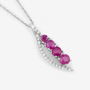 Bids.com 0.43 Carat Genuine Ruby and White Diamond 14K White Gold Pendant Pendants
