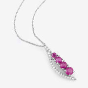 Bids.com 0.43 Carat Genuine Ruby and White Diamond 14K White Gold Pendant Pendants