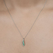 Bids.com 0.34 Carat Genuine Zambian Emerald and White Diamond 14K White Gold Pendant Pendants
