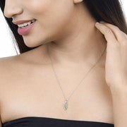 Bids.com 0.34 Carat Genuine Zambian Emerald and White Diamond 14K White Gold Pendant Pendants