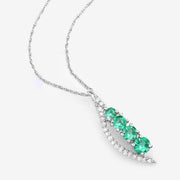 Bids.com 0.34 Carat Genuine Zambian Emerald and White Diamond 14K White Gold Pendant Pendants