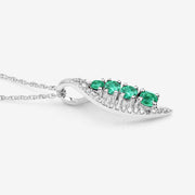 Bids.com 0.34 Carat Genuine Zambian Emerald and White Diamond 14K White Gold Pendant Pendants
