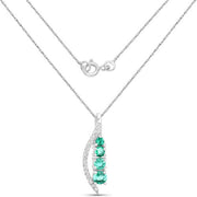 Bids.com 0.34 Carat Genuine Zambian Emerald and White Diamond 14K White Gold Pendant Pendants