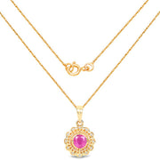 Bids.com 0.59 Carat Genuine Ruby and White Diamond 14K Yellow Gold Pendant Pendants