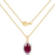 Bids.com 6.40 Carat Genuine Ruby and White Diamond 14K Yellow Gold Pendant Pendants