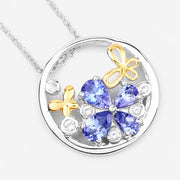 Bids.com 1.33 Carat Genuine Tanzanite and White Topaz .925 Sterling Silver Pendant Pendants