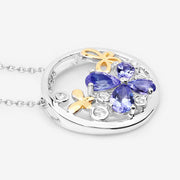 Bids.com 1.33 Carat Genuine Tanzanite and White Topaz .925 Sterling Silver Pendant Pendants