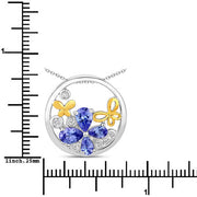 Bids.com 1.33 Carat Genuine Tanzanite and White Topaz .925 Sterling Silver Pendant Pendants
