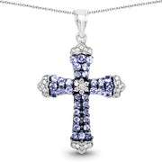 Bids.com 1.84 Carat Genuine Tanzanite and White Zircon .925 Sterling Silver Pendant Pendants