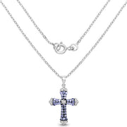 Bids.com 1.84 Carat Genuine Tanzanite and White Zircon .925 Sterling Silver Pendant Pendants