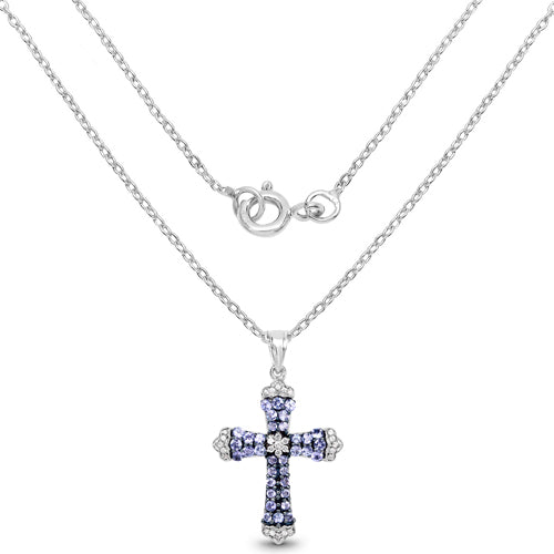 Bids.com 1.84 Carat Genuine Tanzanite and White Zircon .925 Sterling Silver Pendant Pendants